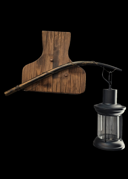 Lampada da Parete Applique E27 Rustica in Acciaio e Legno Misura 49x24x2.5 cm Perfetta per Locali e Ristoranti Stile