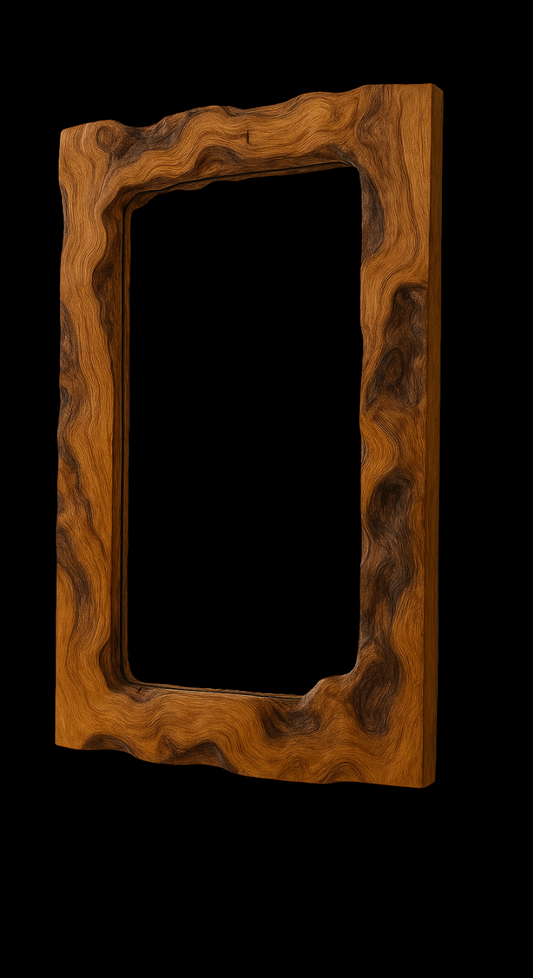 specchio dal design unico ornice in legno d'ulivo, lavorato 60x40 cm