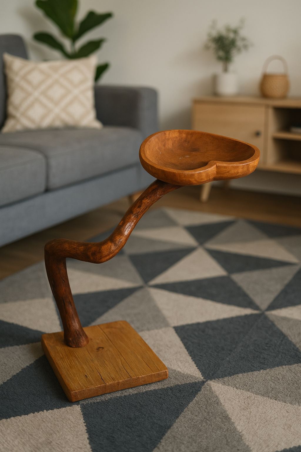 tavolino scultoreo in legno