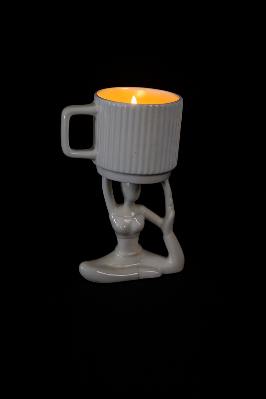 candela con contenitore in ceramica con tazza - Altezza 18 cm