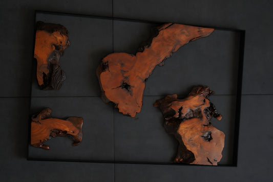 Quadro legno uliva e ferro battuto